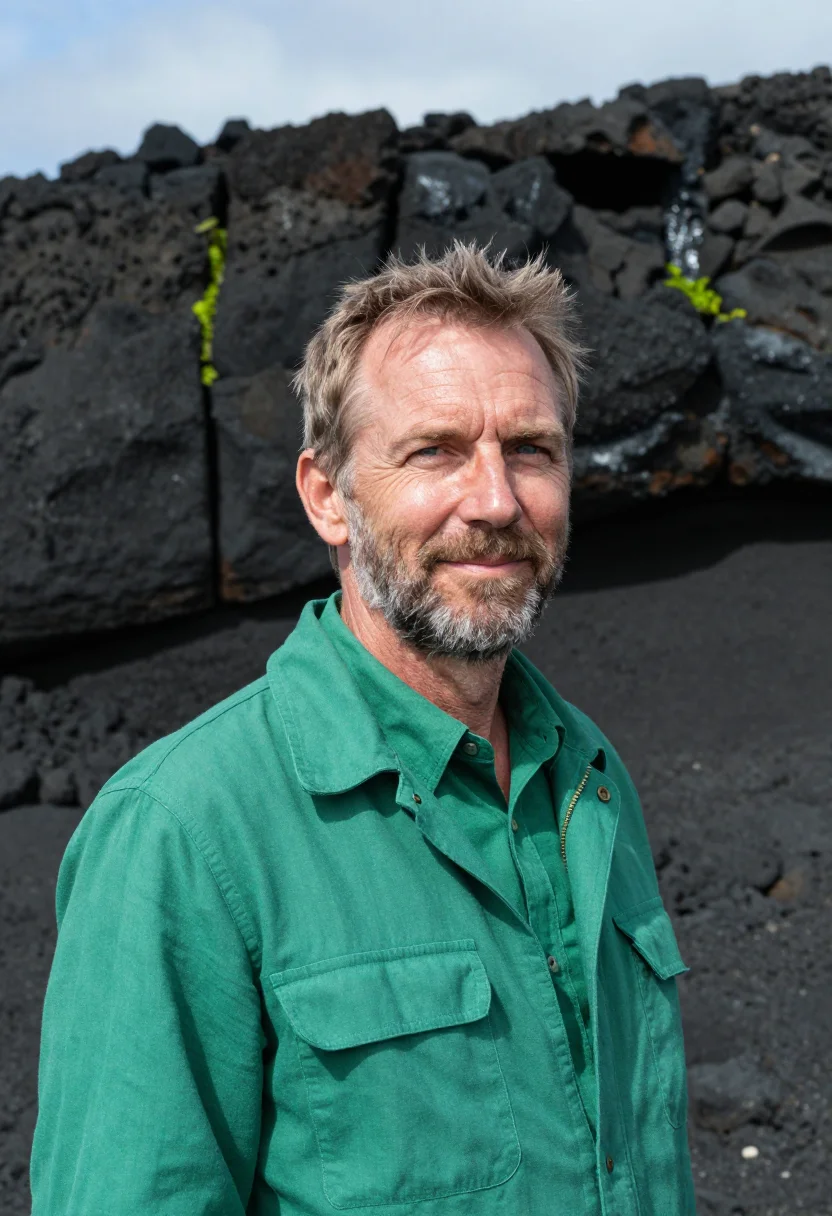 AI fernando de noronha marine biologist emerald sample — portrait of a man, a marine biologist in his early fifties,