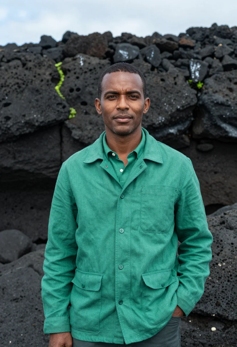 AI fernando de noronha marine biologist emerald sample — portrait of a man, a marine biologist of Afro-Brazilian desc