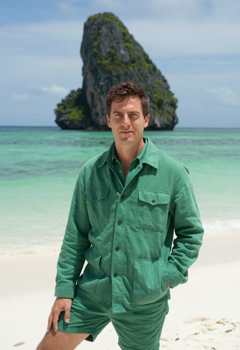 AI fernando de noronha marine biologist emerald sample — portrait of a man, a marine biologist in his mid-thirties, w