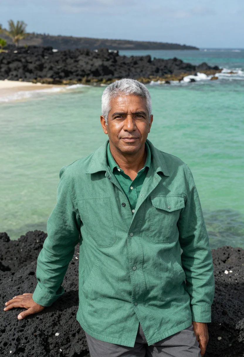 AI fernando de noronha marine biologist emerald sample — portrait of a man, a marine biologist in his late fifties, w