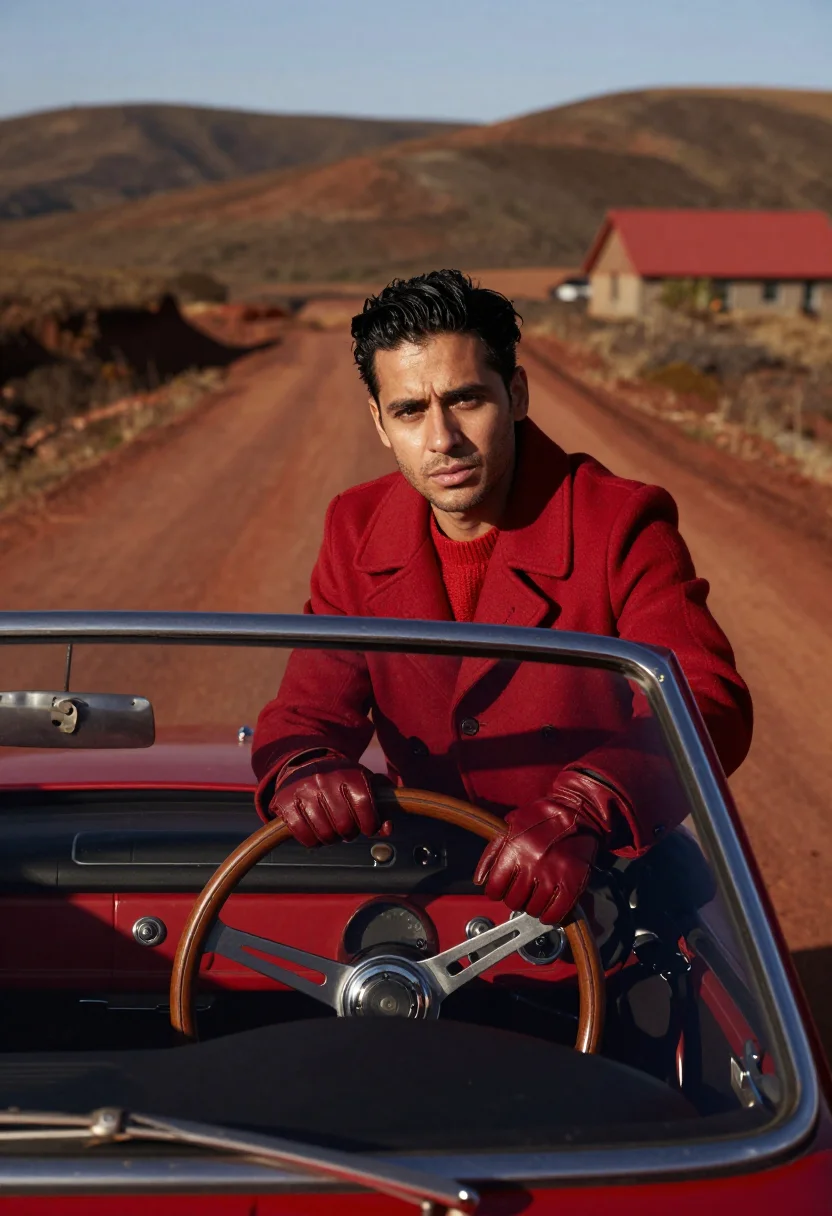 AI ferrari red sample — portrait of a man, a man in his early thirties with warm bro