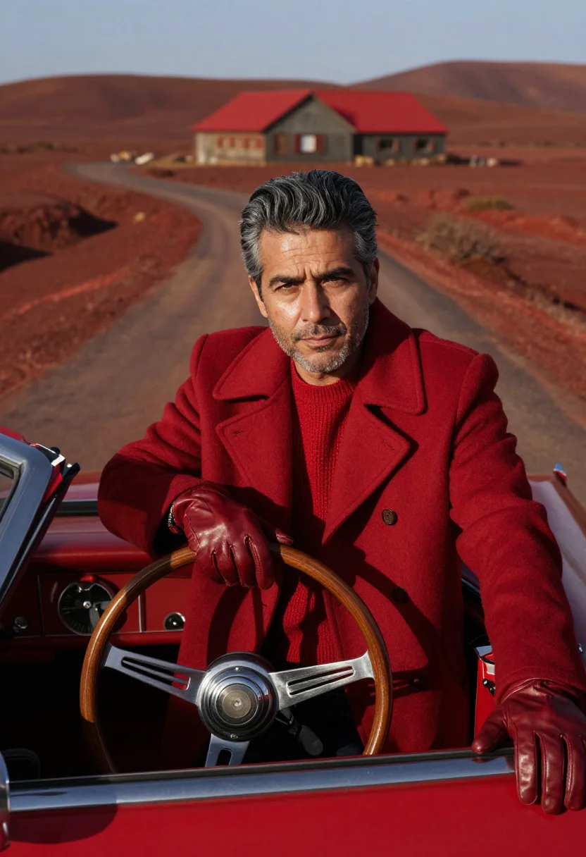 AI ferrari red sample — portrait of a man, a man in his mid-forties with warm olive