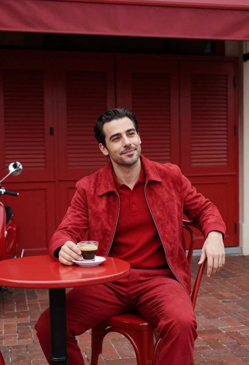 AI ferrari red sample — portrait of a man, a man in his mid-thirties with warm ivory