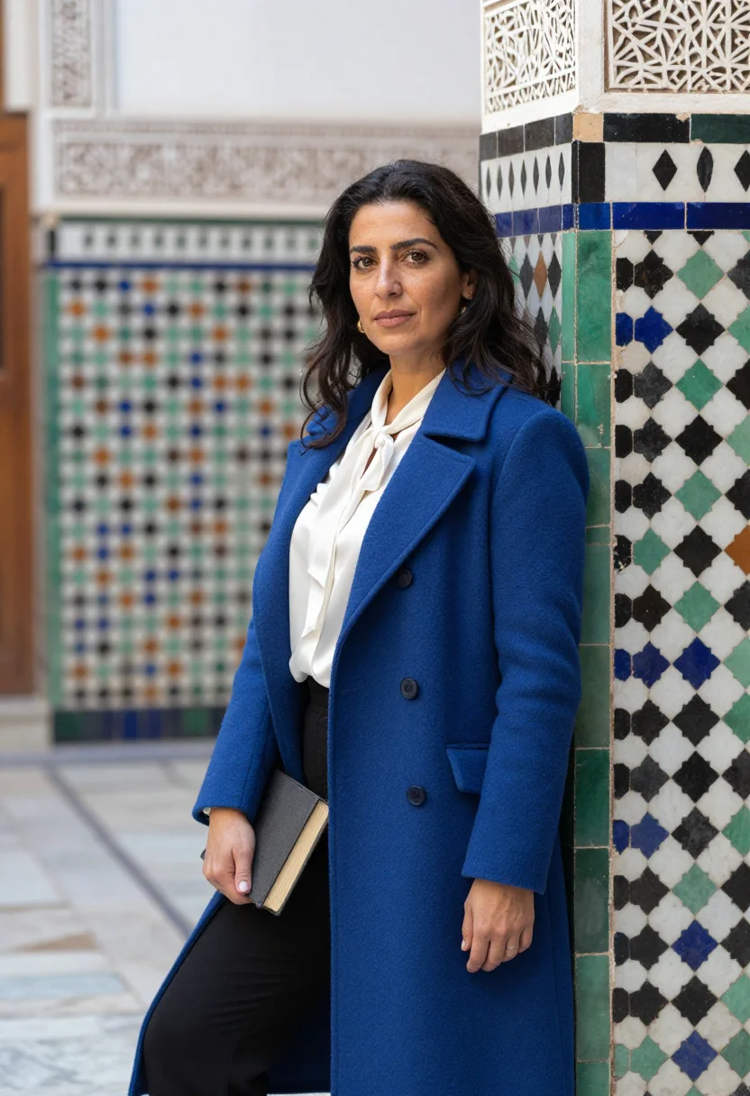 AI fes professor zellige palette sample — portrait of a professor, a Moroccan woman of Amazigh descent