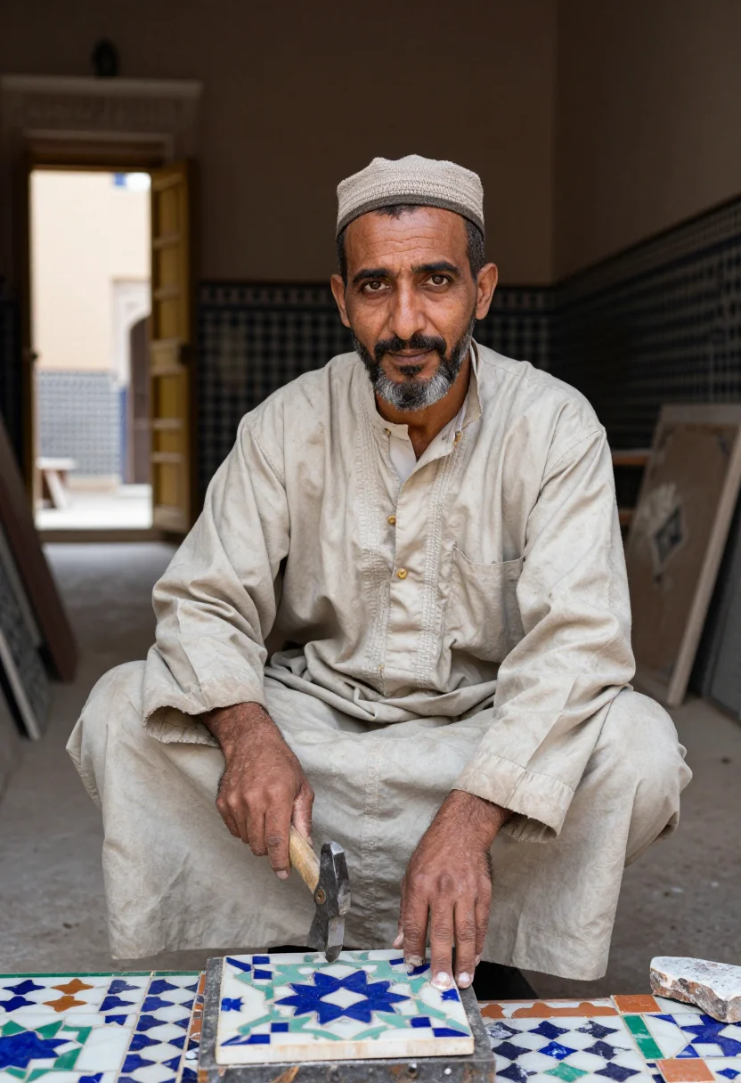 Example portrait from the AI Fez Zellige — Free Preview, Train Once