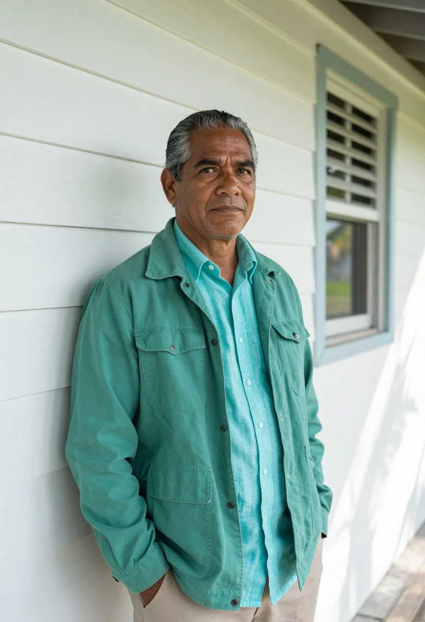 AI fiji marine biologist reef turquoise sample — portrait of a man, a marine biologist in his fifties of Indo
