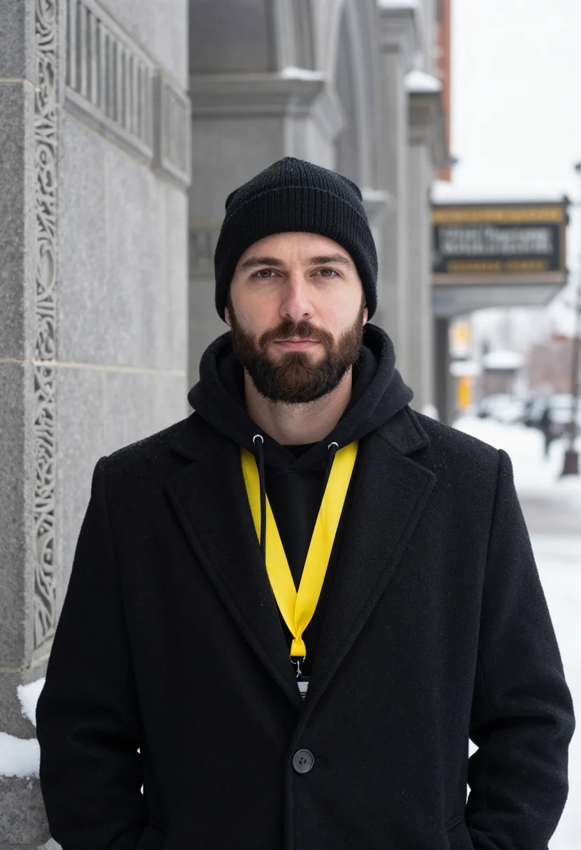 AI film director sundance black sample — portrait of a man, head-and-shoulders portrait of an America