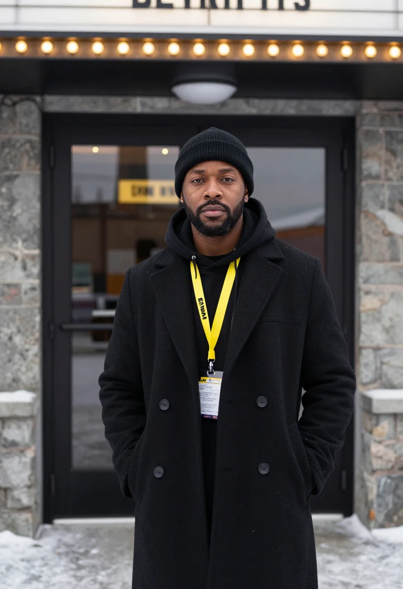 AI film director sundance black sample — portrait of a man, chest-up portrait of a Black American man