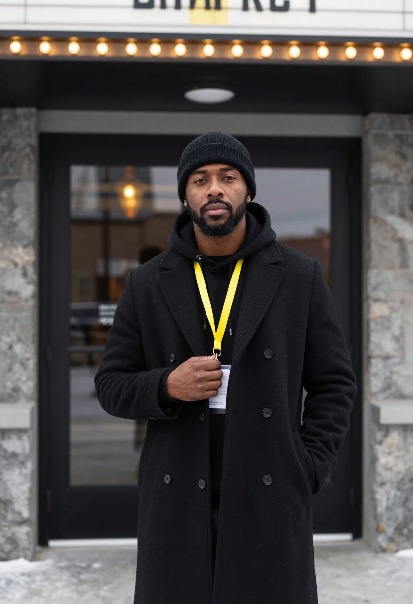 AI film director sundance black sample — portrait of a man, half-length portrait of a Black American
