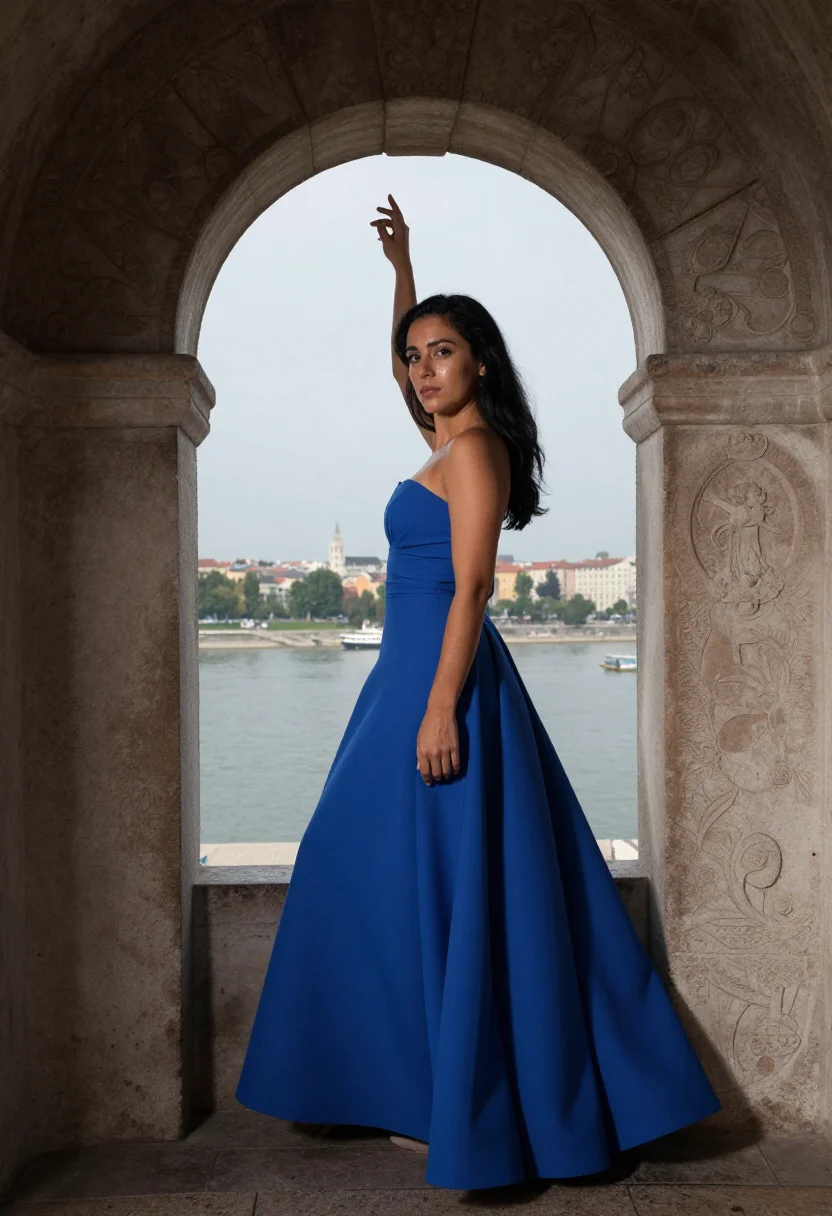 AI fishermans bastion sample — portrait of a woman, full-length portrait of a Mediterranean