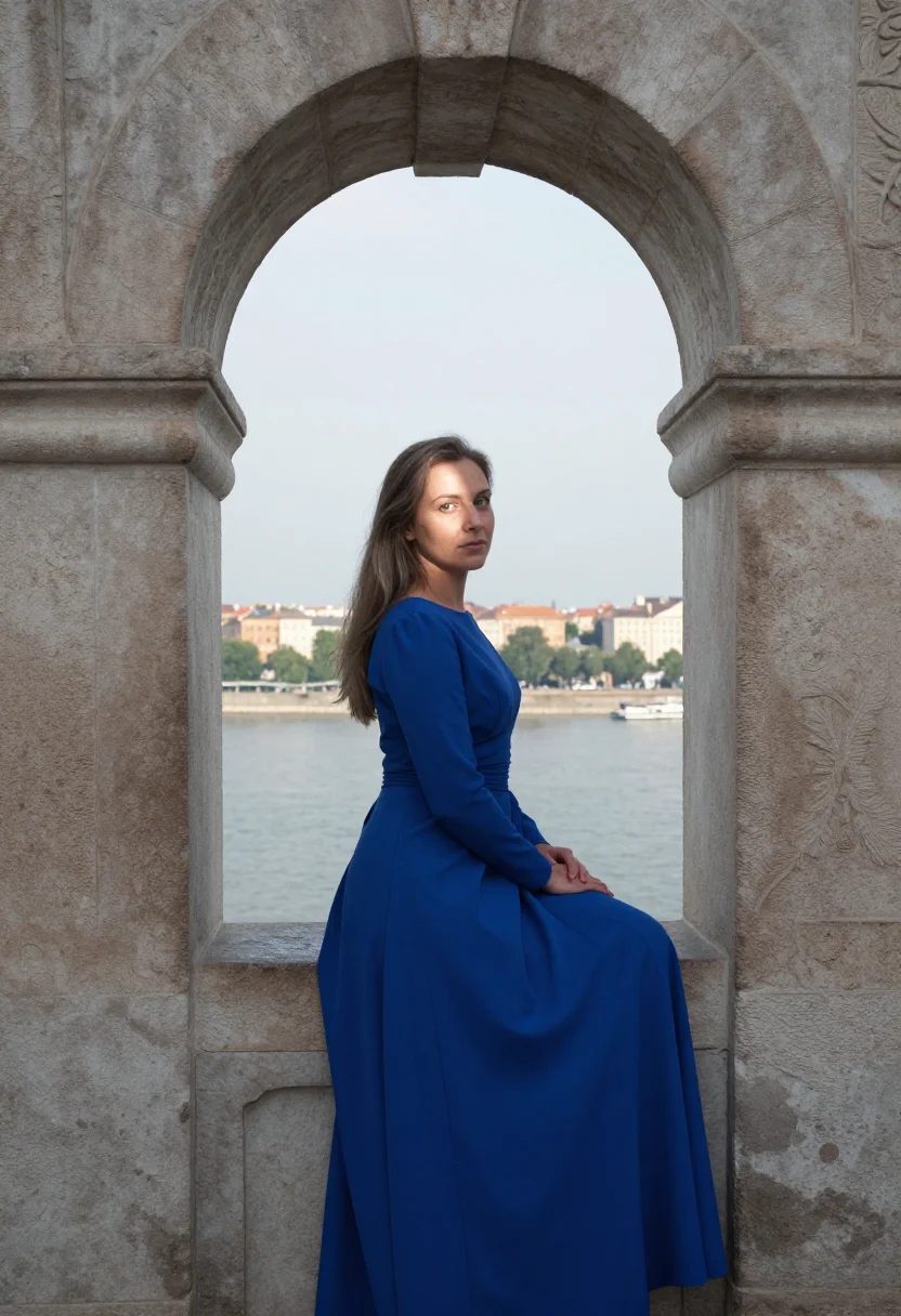 AI fishermans bastion sample — portrait of a woman, three-quarter-length portrait of a Slav