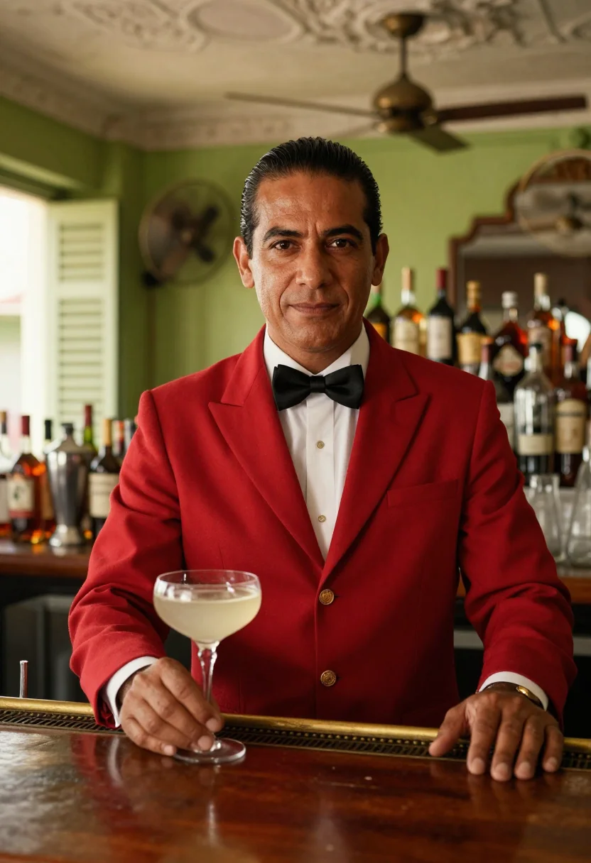 AI floridita cantinero sample — portrait of a man, chest-up portrait of a Cuban man in his f
