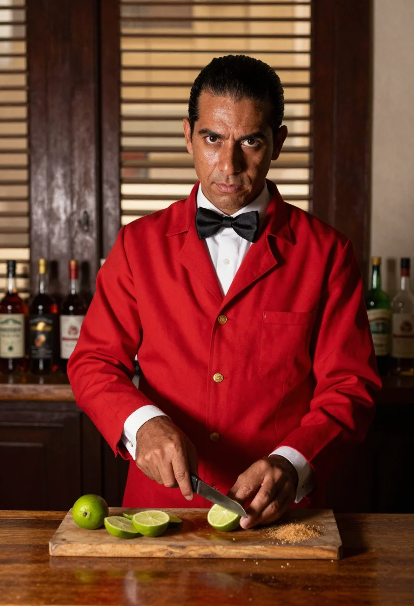 AI floridita cantinero sample — portrait of a man, three-quarter-length portrait of a Cuban