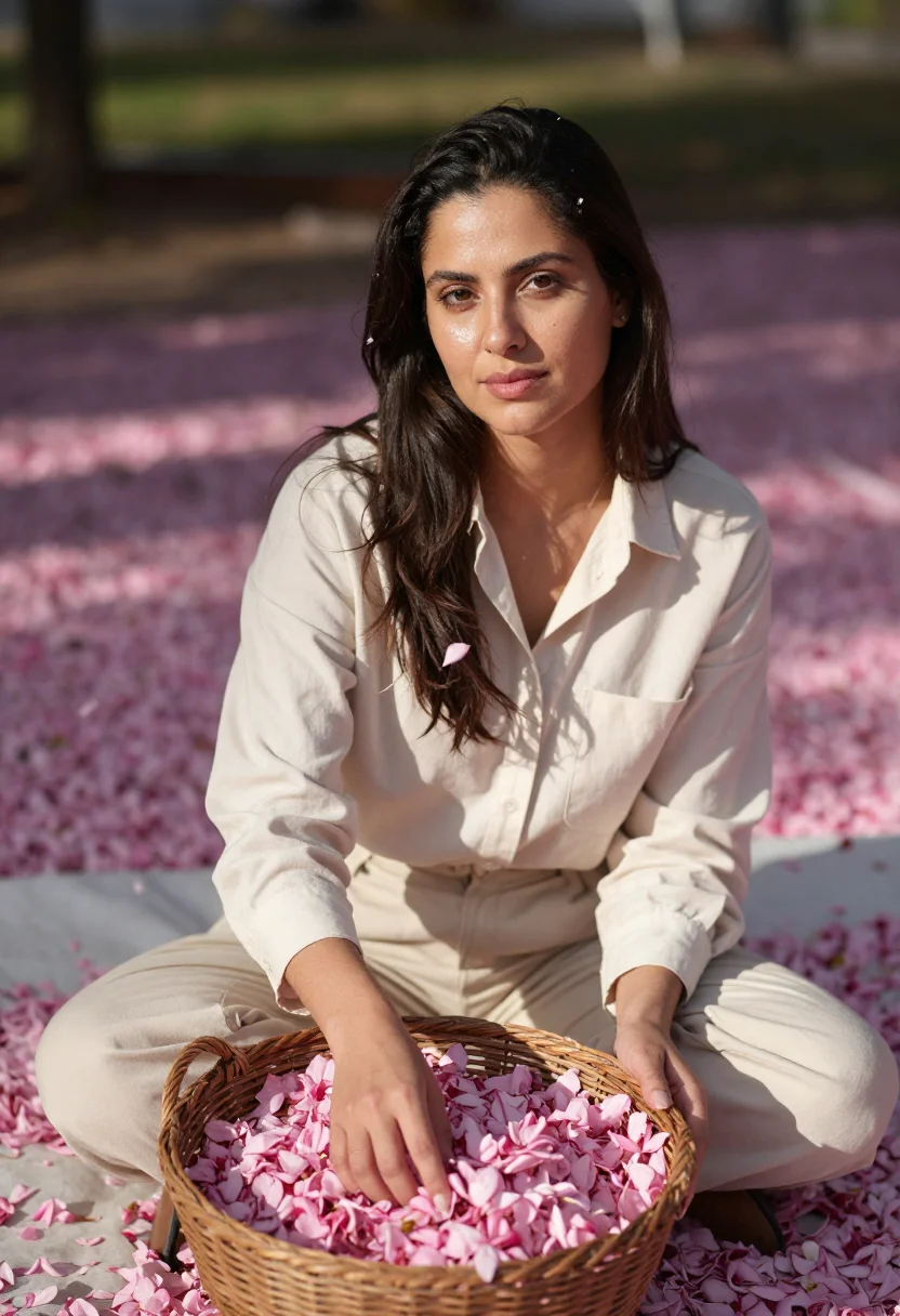 AI flower petals sample — portrait of a woman, half-length portrait of a woman in her