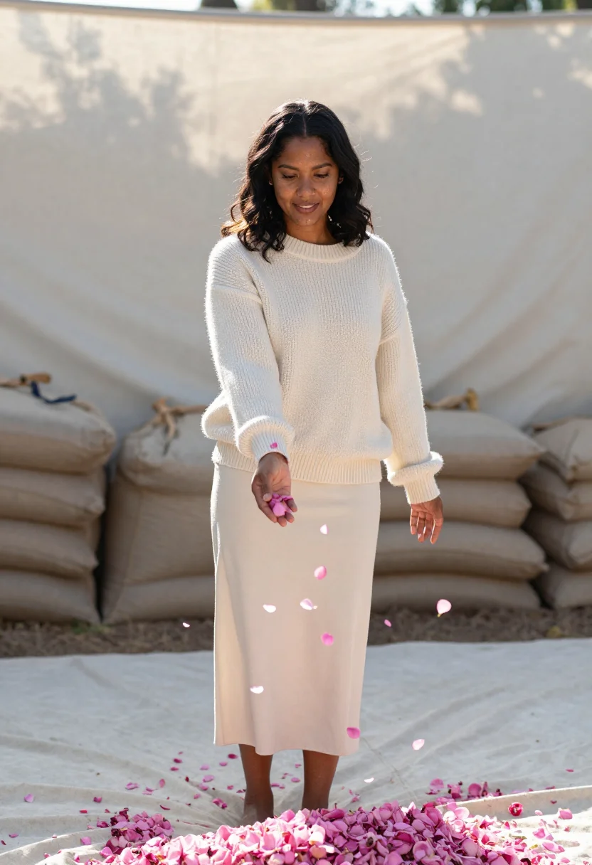 AI flower petals sample — portrait of a woman, full-length portrait of a woman in her