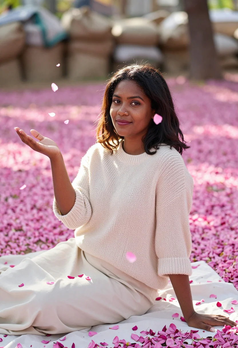 AI flower petals sample — portrait of a woman, half-length portrait of a woman in her