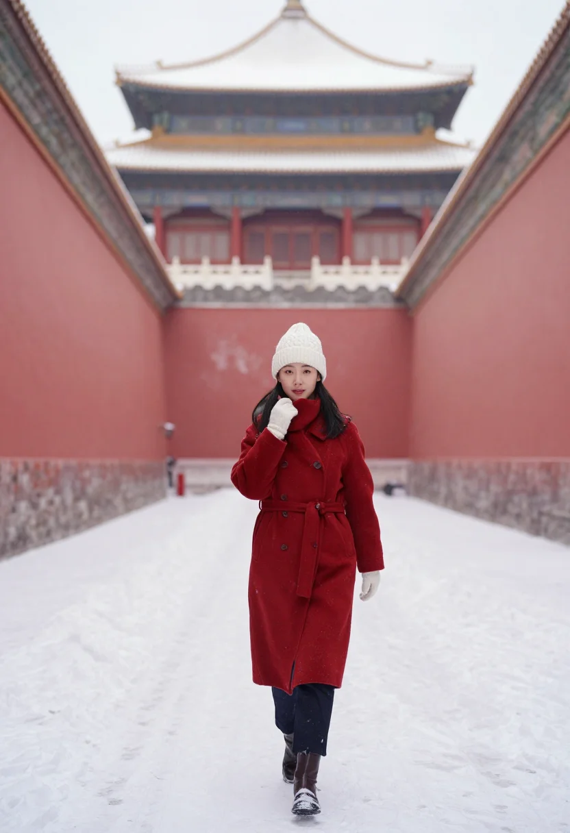 AI forbidden city snow sample — portrait of a woman, three-quarter-length portrait of a Chin