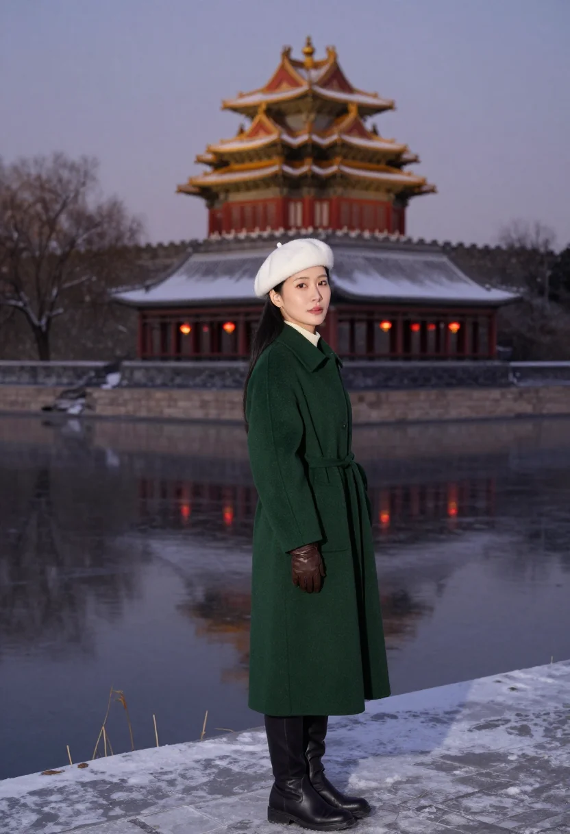 AI forbidden city snow sample — portrait of a woman, three-quarter-length portrait of a Kore