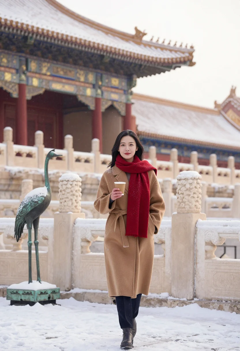 AI forbidden city snow sample — portrait of a woman, full-length portrait of a Chinese woman
