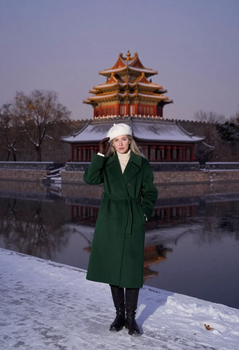 AI forbidden city snow sample — portrait of a woman, full-length portrait of a Northern-Euro
