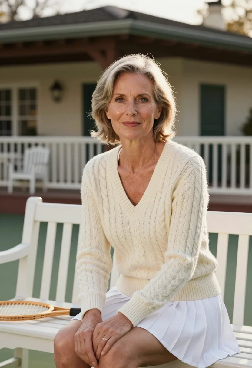 AI forest hills tennis coach ivory sample — portrait of a woman, a woman in her fifties with fair skin,