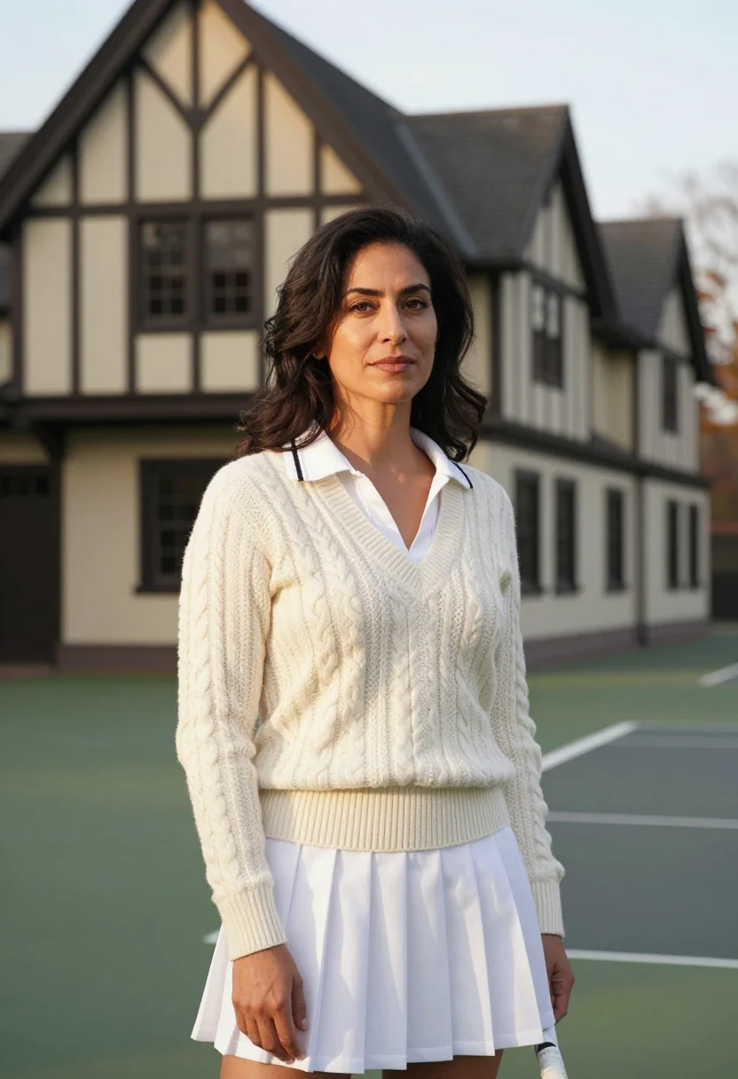AI forest hills tennis coach ivory sample — portrait of a woman, an Italian-American woman in her fortie