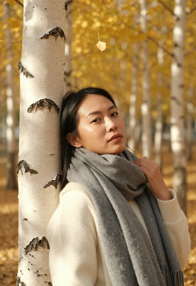 AI forest sample — head-and-shoulders portrait of a Southeast-Asian woman with