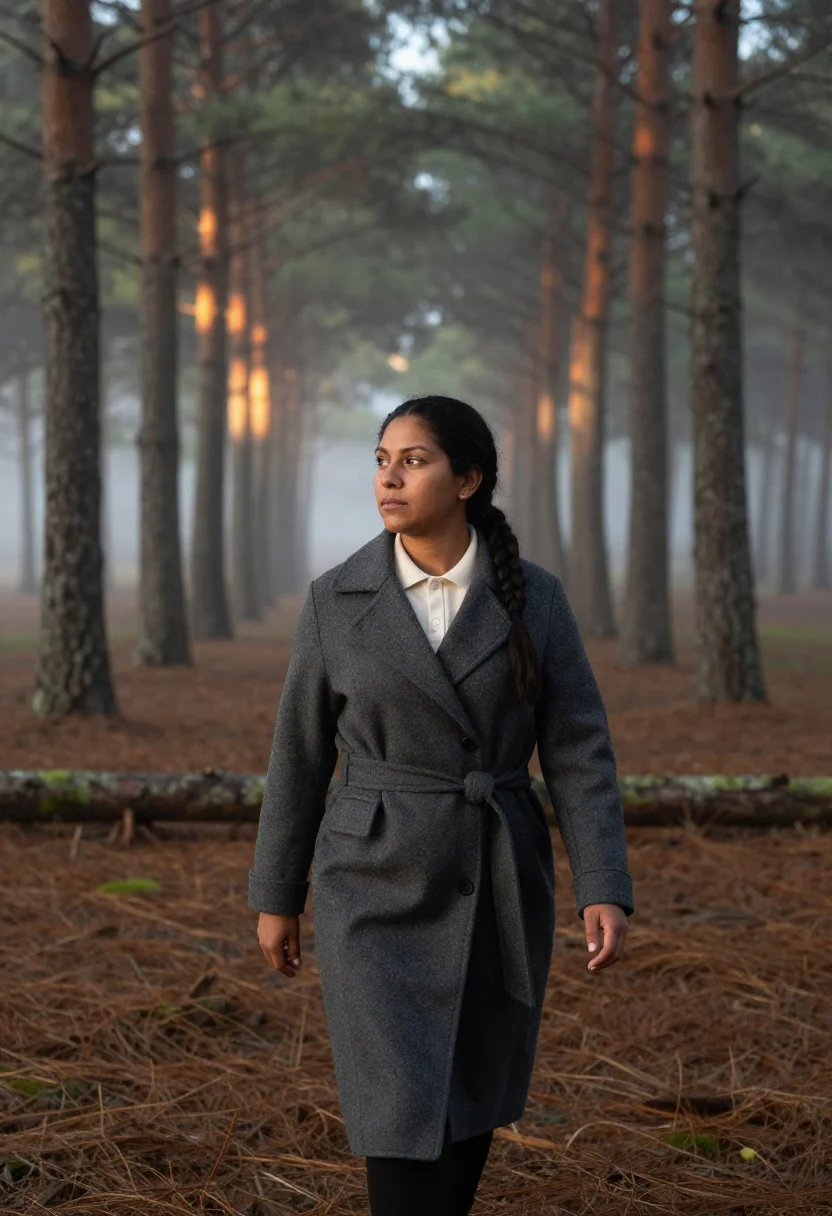 AI forest sample — three-quarter-length portrait of a Latin American woman with