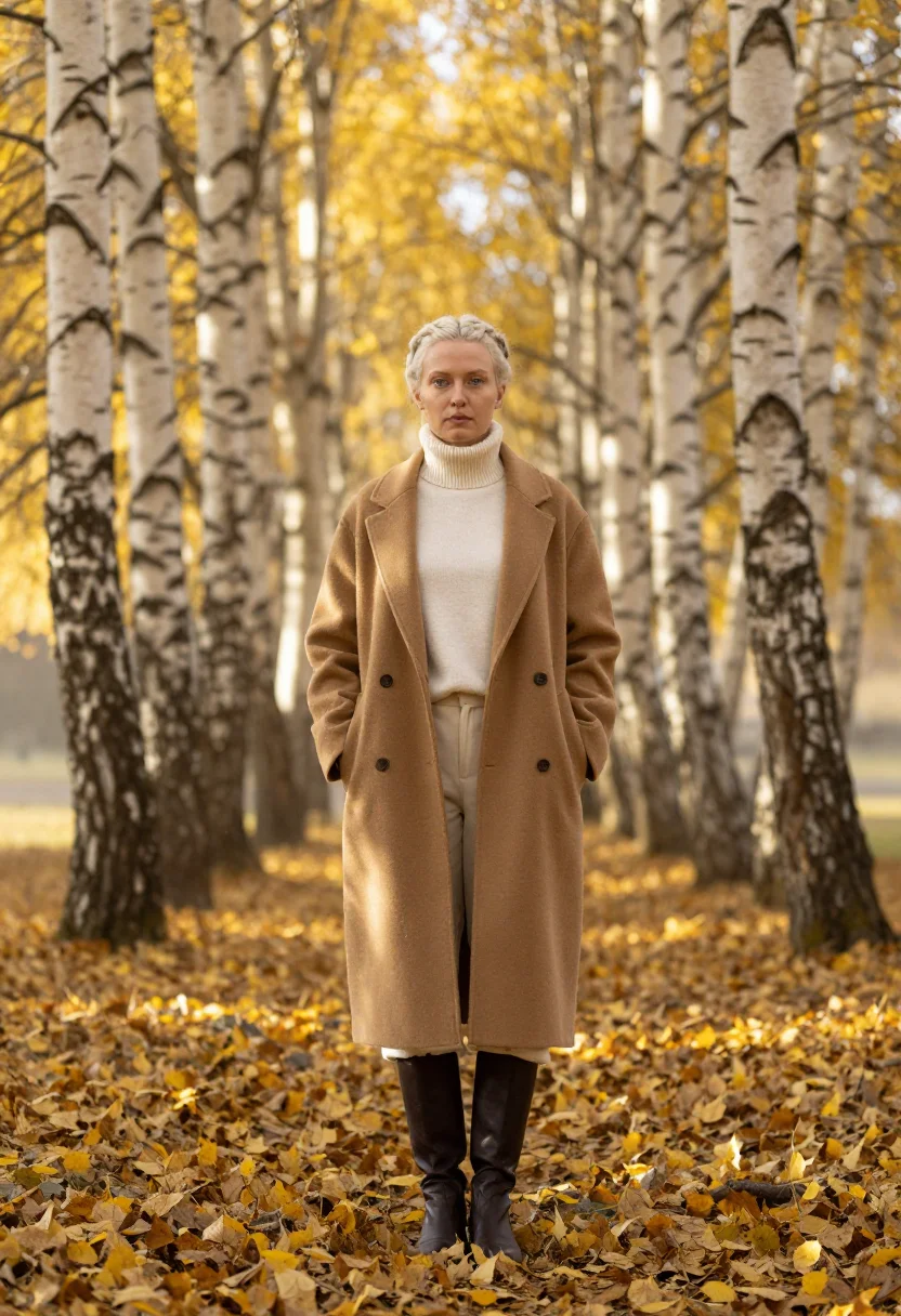 AI forest sample — full-length portrait of a Nordic woman with fair skin, pale
