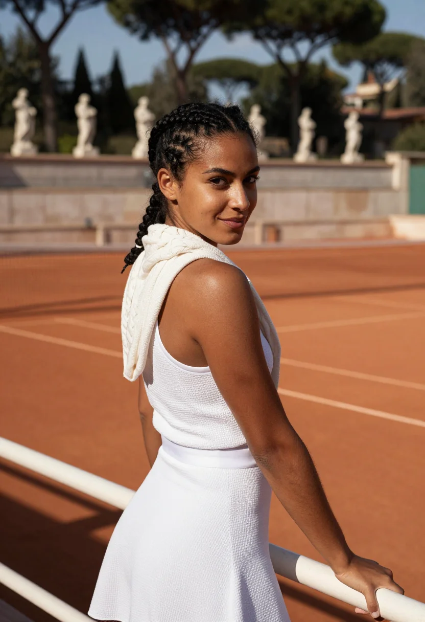 AI foro italico rome marble statues clay white sample — portrait of a woman, a tennis player in her late twenties wi