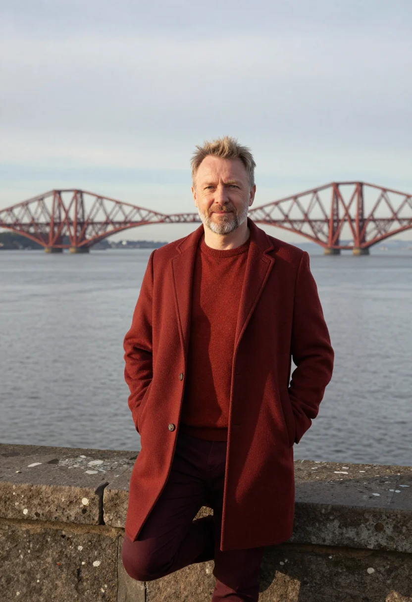 AI forth bridge engineer red oxide sample — portrait of a man, a structural engineer in his fifties of P