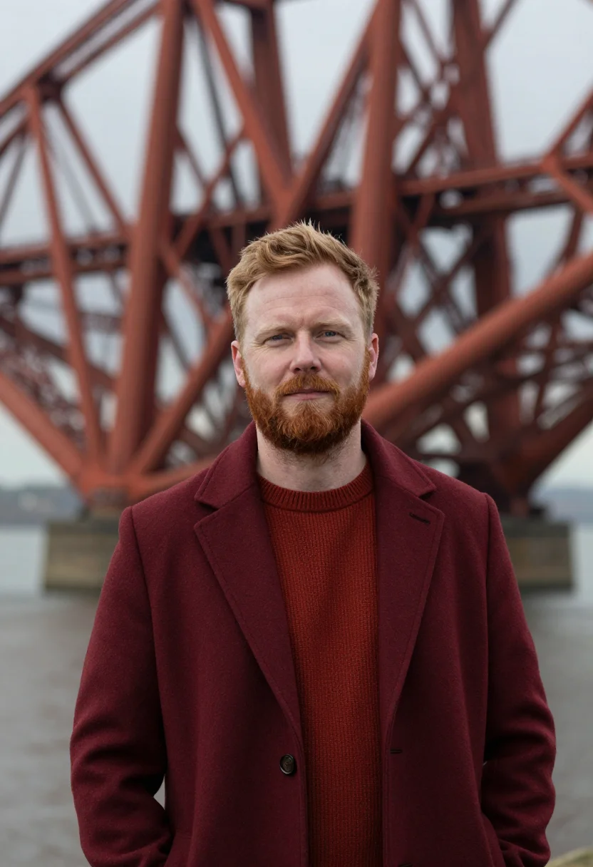 AI forth bridge engineer red oxide sample — portrait of a man, a structural engineer in his forties of S