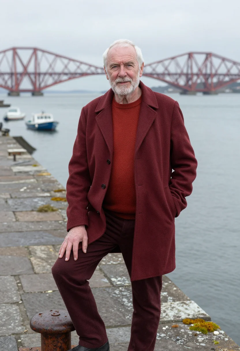 AI forth bridge engineer red oxide sample — portrait of a man, a structural engineer in his sixties of S