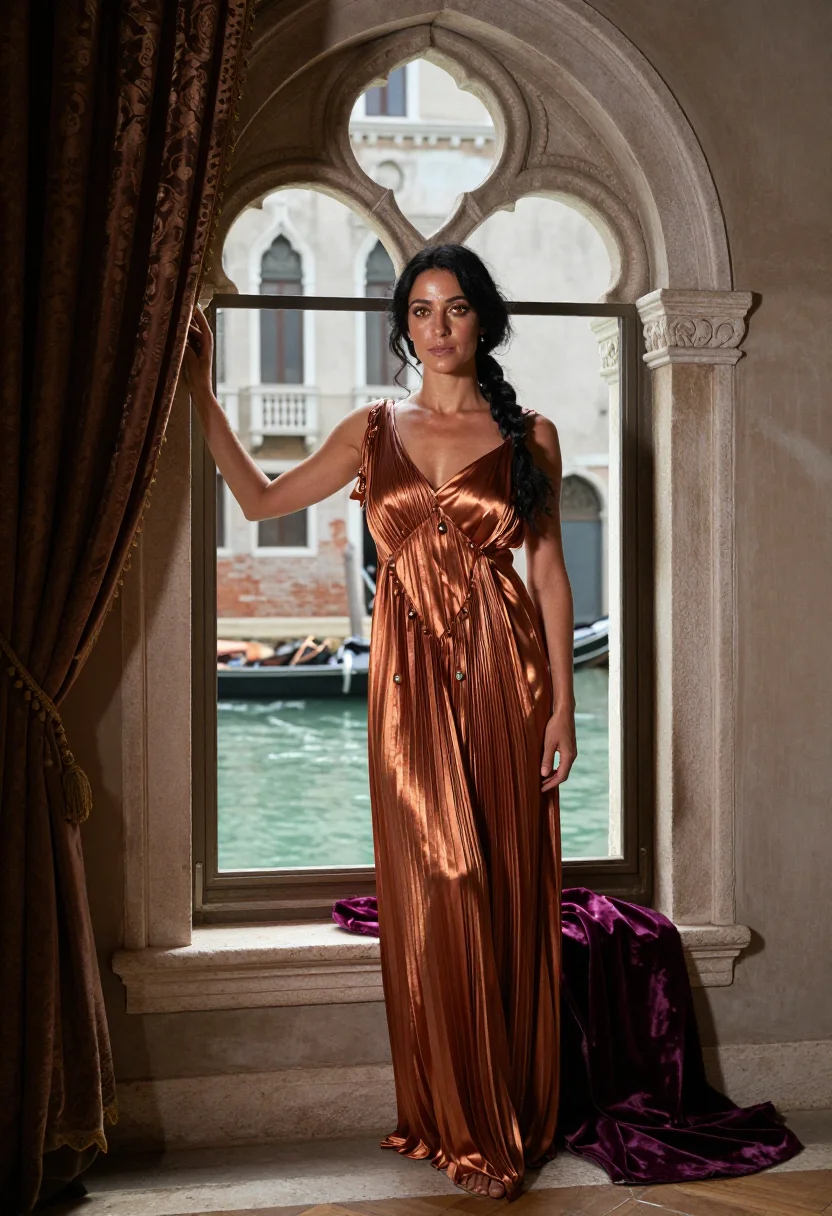 AI fortuny delphos sample — portrait of a woman, half-length portrait of a Southern-Euro