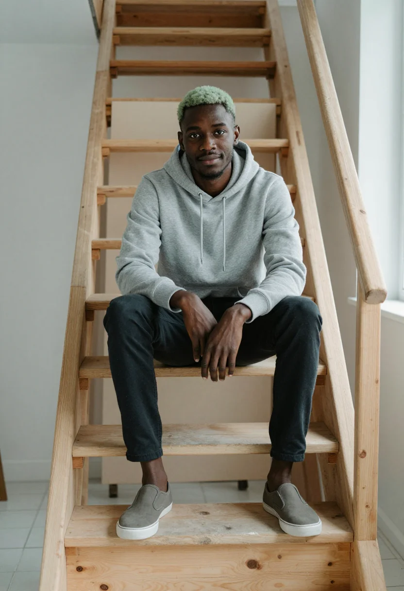 AI frank ocean blonde sample — portrait of a man, full-length portrait of a Black man with