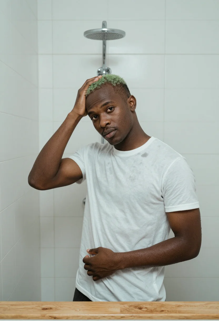 AI frank ocean blonde sample — portrait of a man, three-quarter-length portrait of a Black