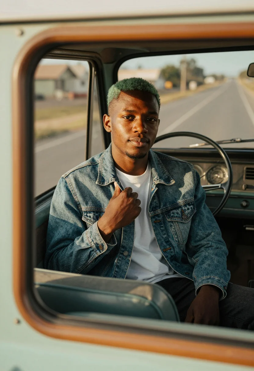 AI frank ocean blonde sample — portrait of a man, half-length portrait of a Black man with