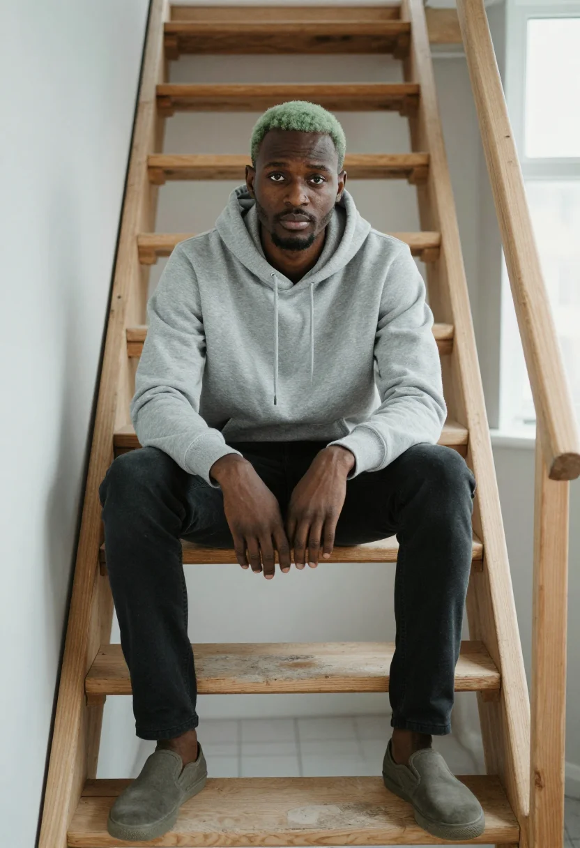 AI frank ocean blonde sample — portrait of a man, three-quarter-length portrait of a Black