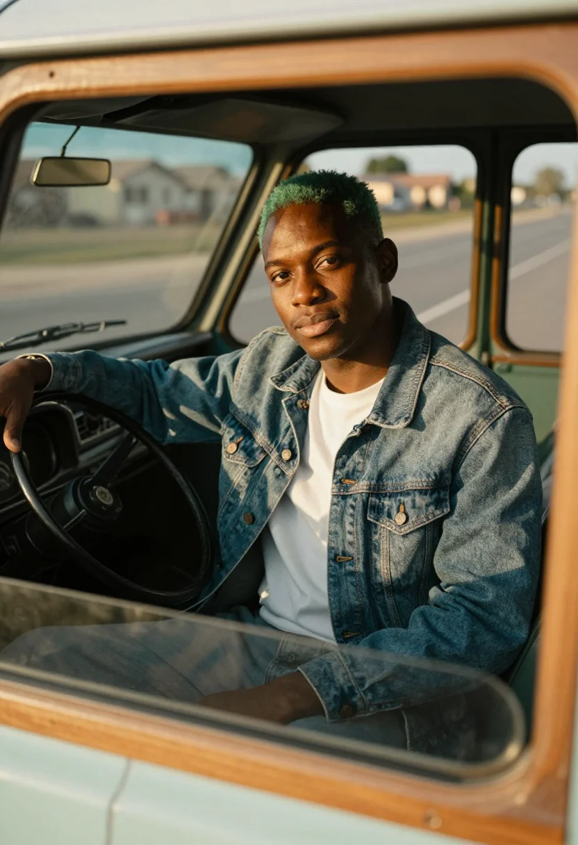 AI frank ocean blonde sample — portrait of a man, close half-length portrait of a Black man