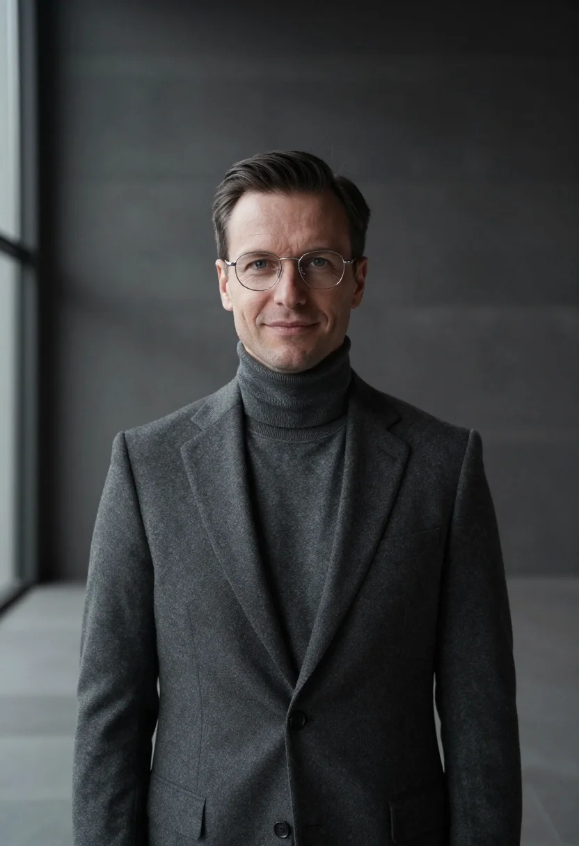 AI frankfurt anthracite sample — portrait of a man, chest-up portrait of a Western-European m