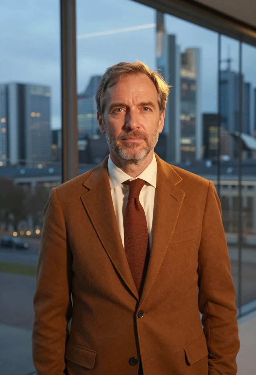 AI frankfurt buchmesse tobacco sample — portrait of a man, framed chest-up from the ribs with the bo