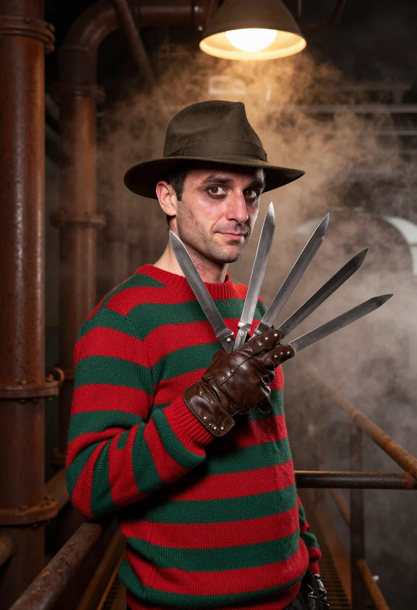 AI freddy krueger sample — portrait of a man, half-length portrait of a Western-Europea
