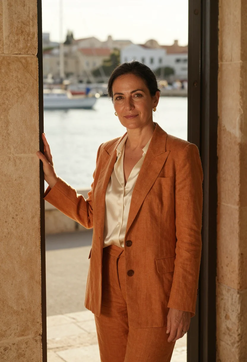AI fremantle maritime archaeologist limestone ochre sample — portrait of a woman, framed at half-length, cropped at the h