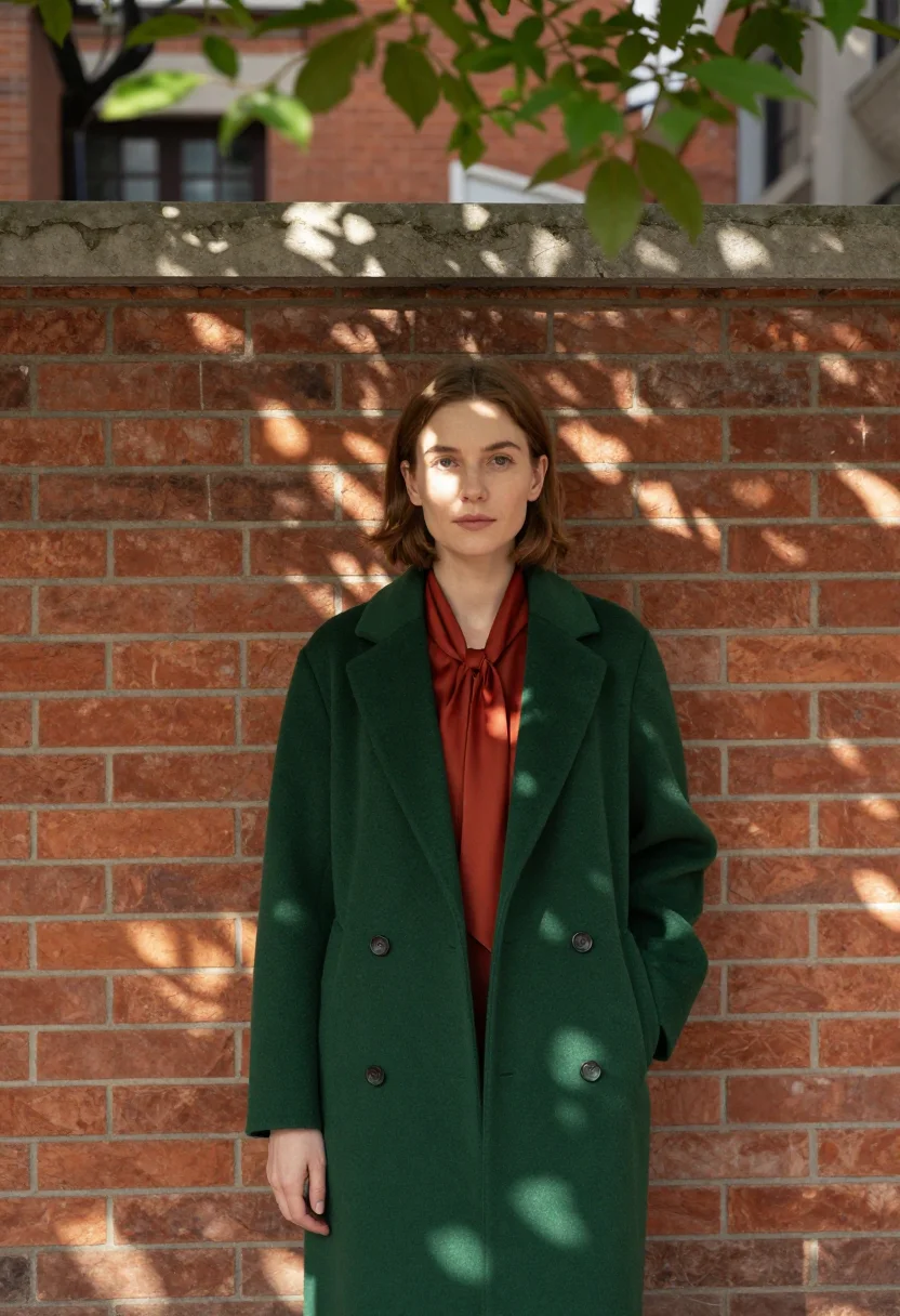AI french concession interior designer plane green brick sample — portrait of a woman, a French interior designer in her mid-t
