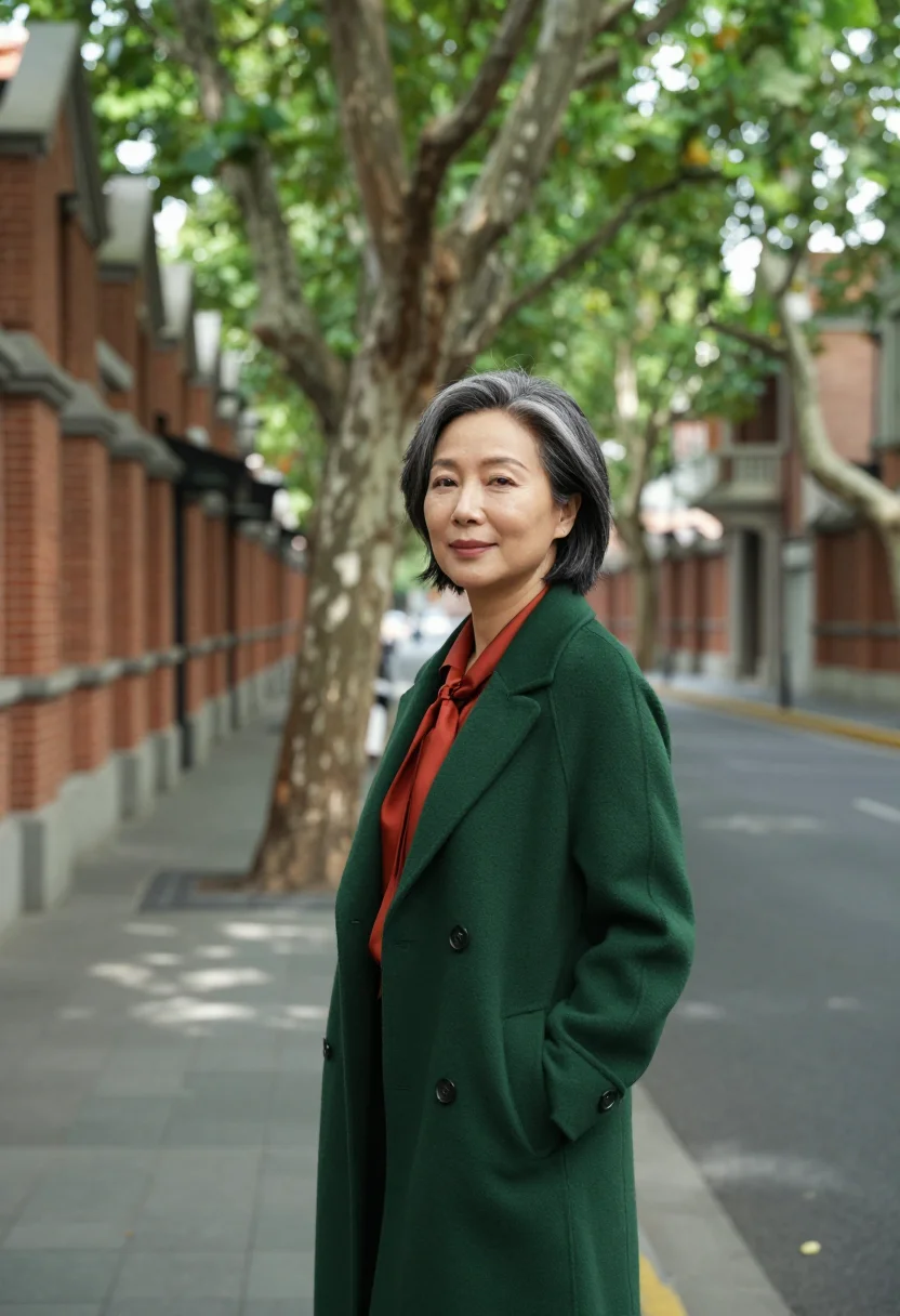 AI french concession interior designer plane green brick sample — portrait of a woman, a Chinese interior designer in her earl