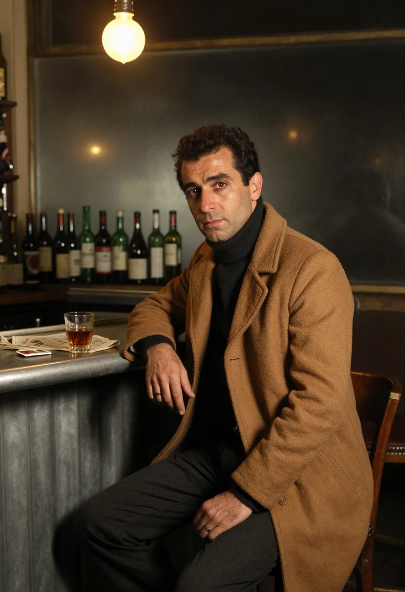 AI french connection sample — portrait of a man, three-quarter-length portrait of a Southe