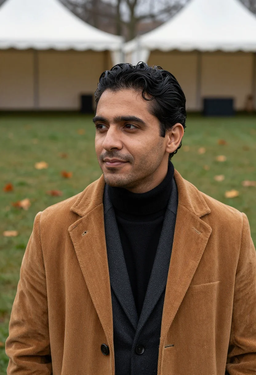 AI frieze gallerist ochre sample — portrait of a man, tight headshot of a Latin-American man in