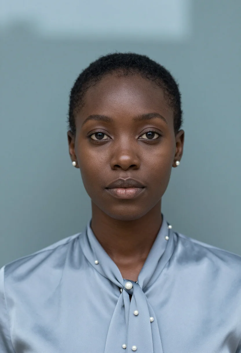 AI frosted glass headshot sample — portrait of a woman, head-and-shoulders portrait of a Black