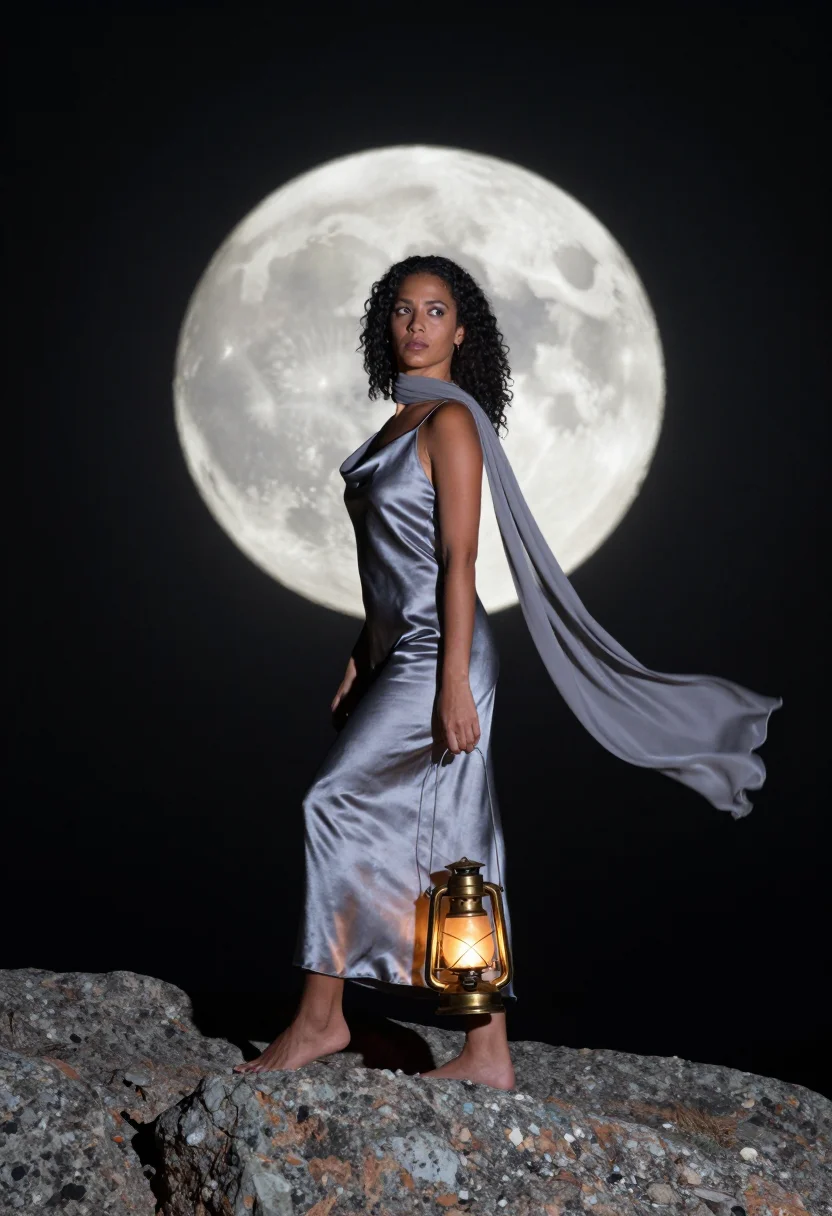 AI full moon sample — portrait of a woman, full-length portrait of a mixed-heritag