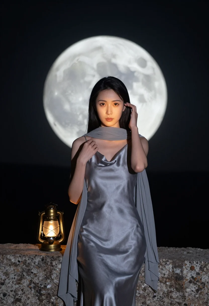 AI full moon sample — portrait of a woman, half-length portrait of an East-Asian w